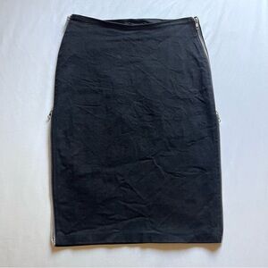 SWITCHBLADE STILETTO vintage black denim side‎ zipper detail midi skirt